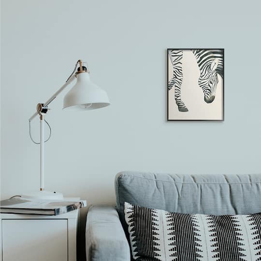 Stupell Industries Zebra Grazing Striped Safari Animal Hoof Detail in Frame Wall Art